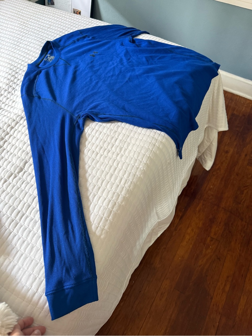 Under Armour Blue Long Sleeve Waffle Performance Top